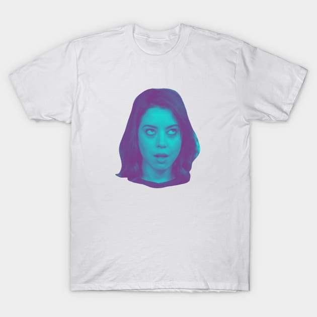 Aubrey Plazas Head T-Shirt by wildtribe